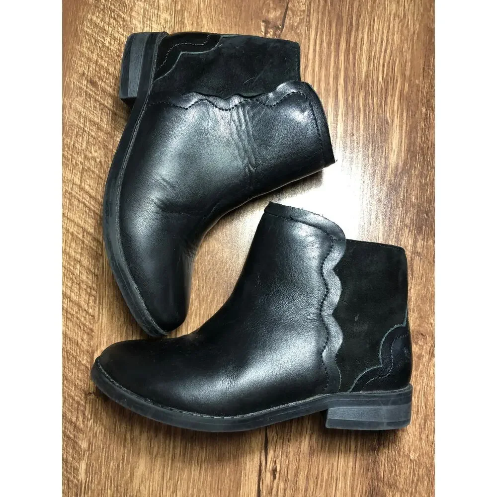 Zara girls leather black boots size 26